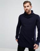 Religion Funnel Neck Sweater - Navy
