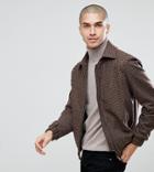 Heart & Dagger Dogstooth Jacket With Fleece Collar - Brown