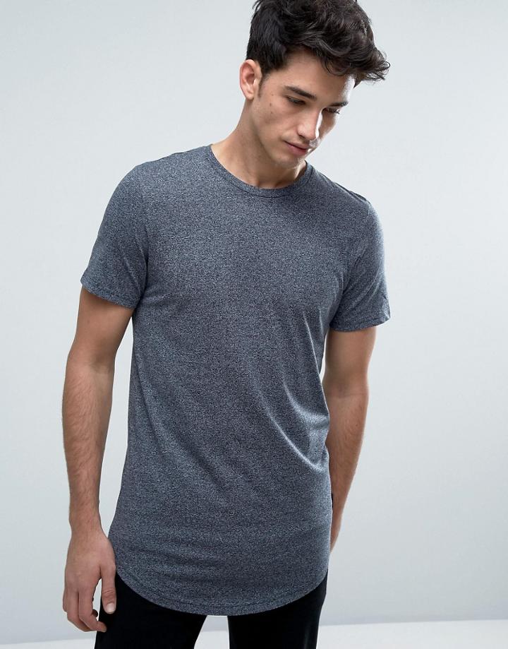 Jack & Jones Originals Longline T-shirt With Curved Hem - Black