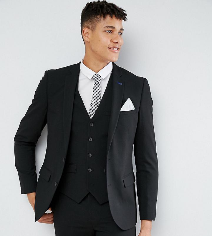 Harry Brown Tall Plain Stretch Slim Suit Jacket - Black