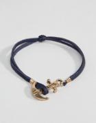 Icon Brand Leather Anchor Bracelet In Navy - Navy