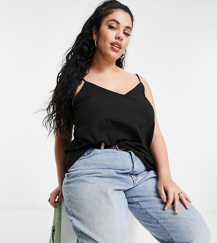 Simply Be Strappy Cami Top In Black