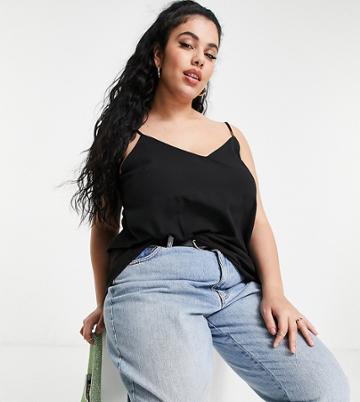 Simply Be Strappy Cami Top In Black