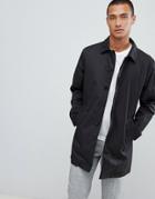 Selected Homme Padded Trench Coat With Organic Cotton - Black