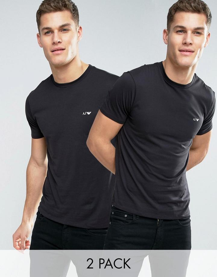 Armani Jeans 2 Pack T-shirt Regular Fit Black/black - Black