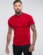 Fred Perry Slim Fit 2 Color Tipped Polo In Red - Red