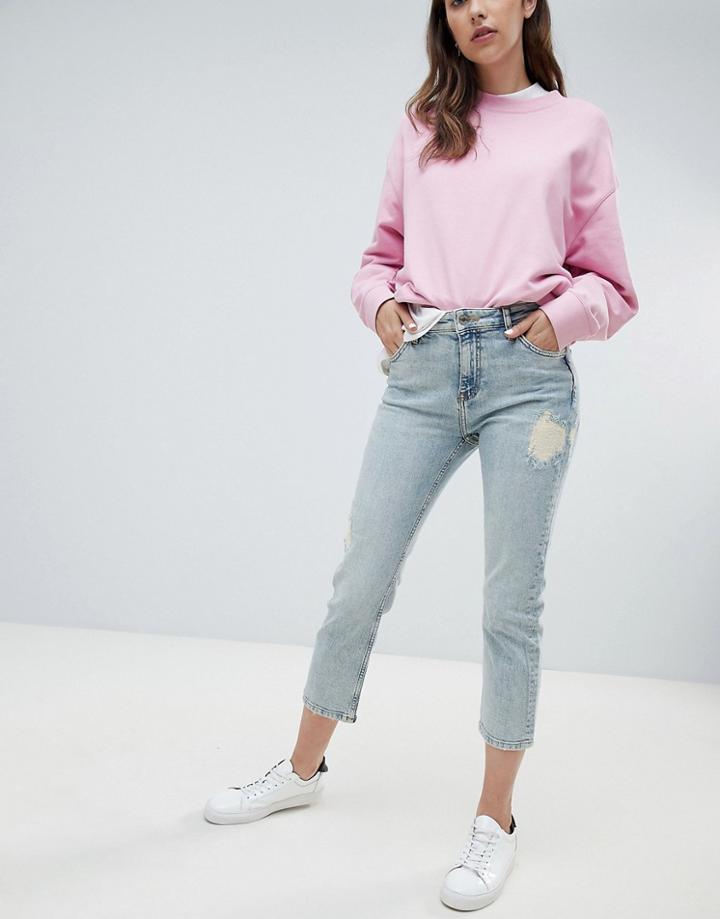 Max & Co Distressed Straight Leg Jean - Blue