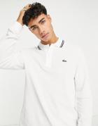 Lacoste Long Sleeve Tipped Polo In White