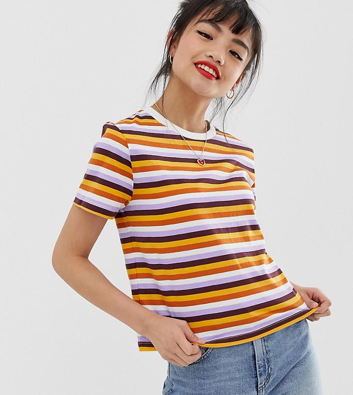 Asos Design Petite Crew Neck T-shirt In Retro Stripe-multi