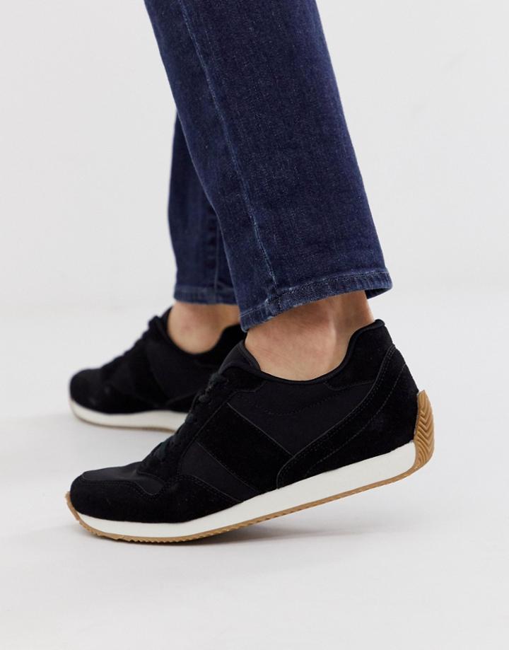 Asos Design Retro Sneakers In Black With Gum Tread