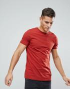 Asos Design Longline T-shirt With Crew Neck In Orange - Red