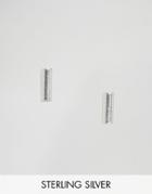Fashionology Sterling Silver Simple Bar Earrings - Silver