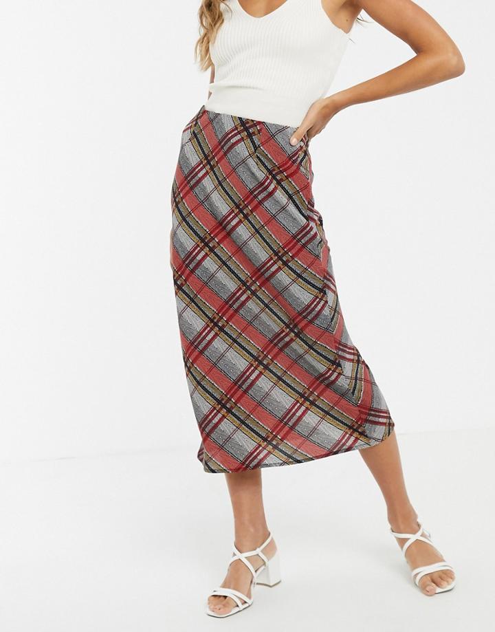 Y.a.s Bias Cut Check Midi Skirt - Multi