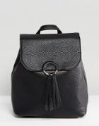 Pieces Backpack With Tassle Detail - Black