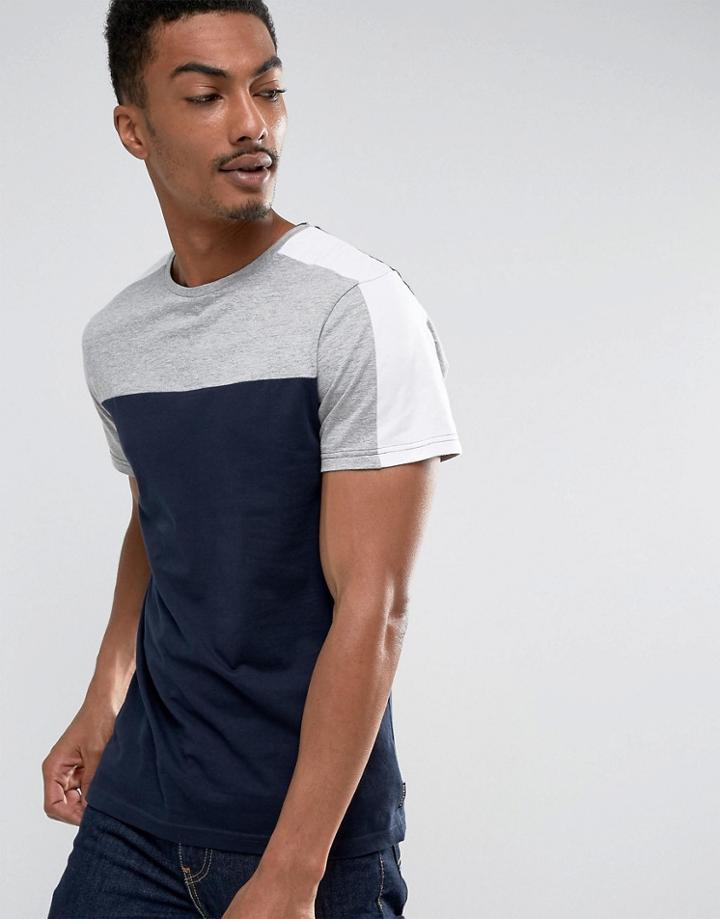 D-struct Cut And Sew Panel T-shirt - Navy