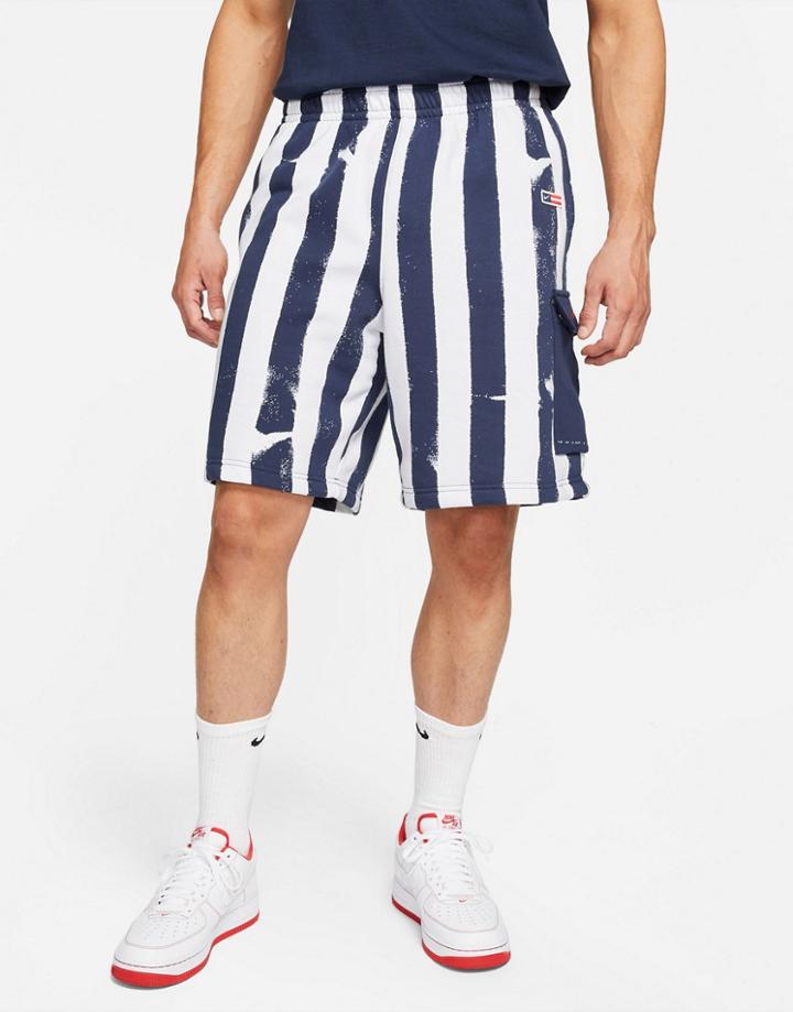 Nike Rwd Pack Stripe Cargo Shorts In Navy/white