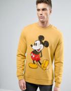 Asos Sweatshirt With Distressed Mickey Print - Yellow