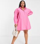 In The Style Plus X Perrie Sian Oversized Shirt Dress In Pink