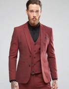 Asos Super Skinny Suit Jacket In Dark Red - Mixed Red