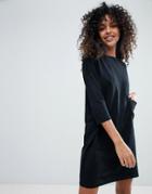 Monki Pocket Front T-shirt Dress - Black