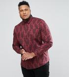Asos Plus Stretch Slim Shirt With Paisley Floral Print - Red