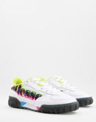 Ellesse Tanker Low Offset Leather Sneakers In White/black Mix-multi