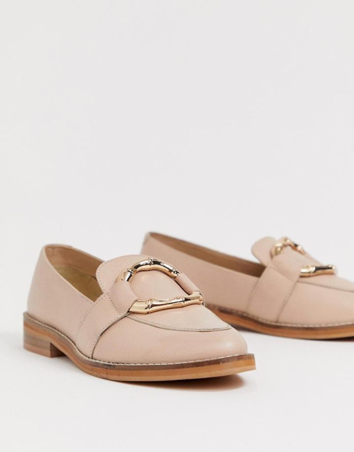Asos Design Maroon Bamboo Ring Leather Loafers-beige