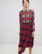 Closet London Contrast Print Midi Shift Dress In Multi