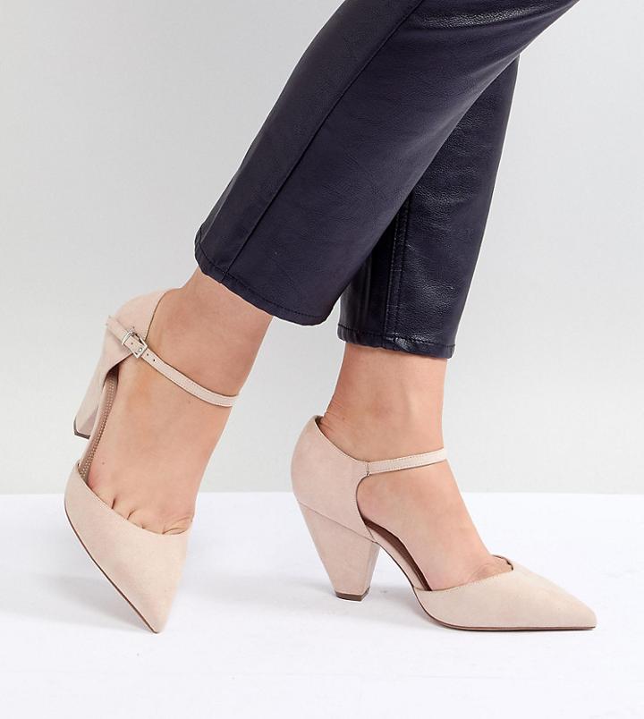 Asos Design Speaker Extra Wide Fit Pointed Heels - Beige
