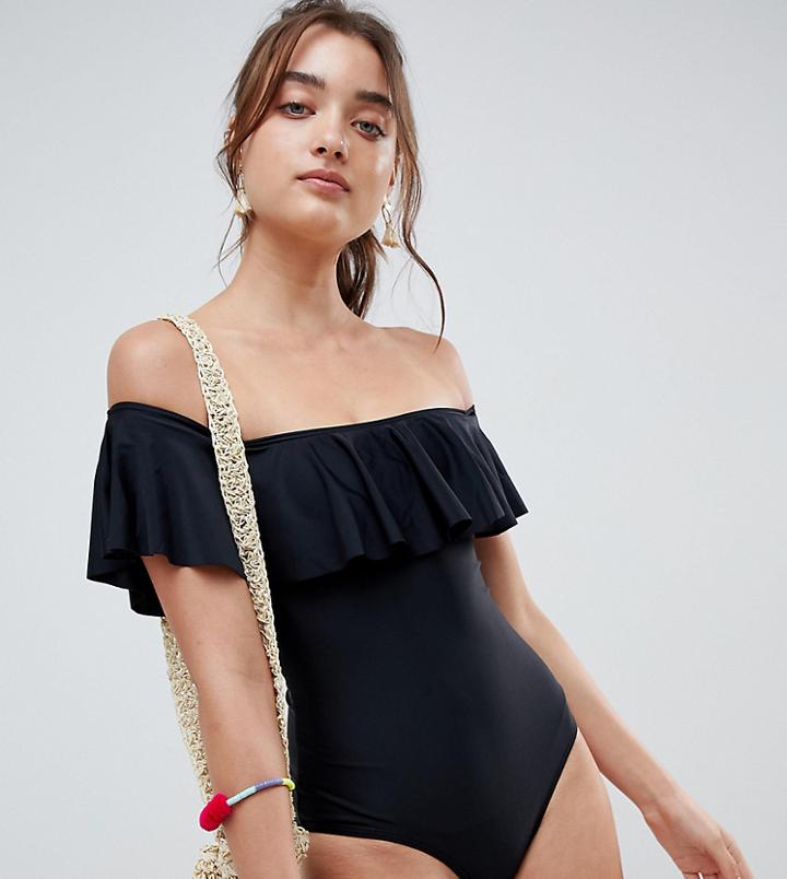 New Look Bardot Bikini Swimsuit-black