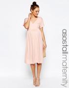 Asos Maternity Tall Midi Dress With Flutter Sleeve - Pink