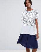 Warehouse Paint Spot Woven Hem Top - White