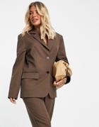 Asos Design Masculine Suit Blazer In Chocolate-brown