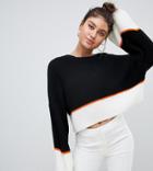 Missguided Color Block Oversized Sweater In Multi - Multi