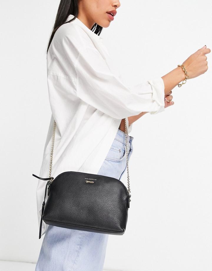 Paul Costelloe Leather Cross Body Chain Strap Bag In Black