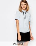 Reclaimed Vintage X Liquid Lunch High Neck Tie Top - Blue
