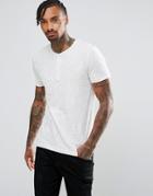 Asos Muscle T-shirt With Grandad Collar In Textured Fabric - White