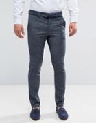 New Look Skinny Fit Linen Suit Pants In Navy - Blue