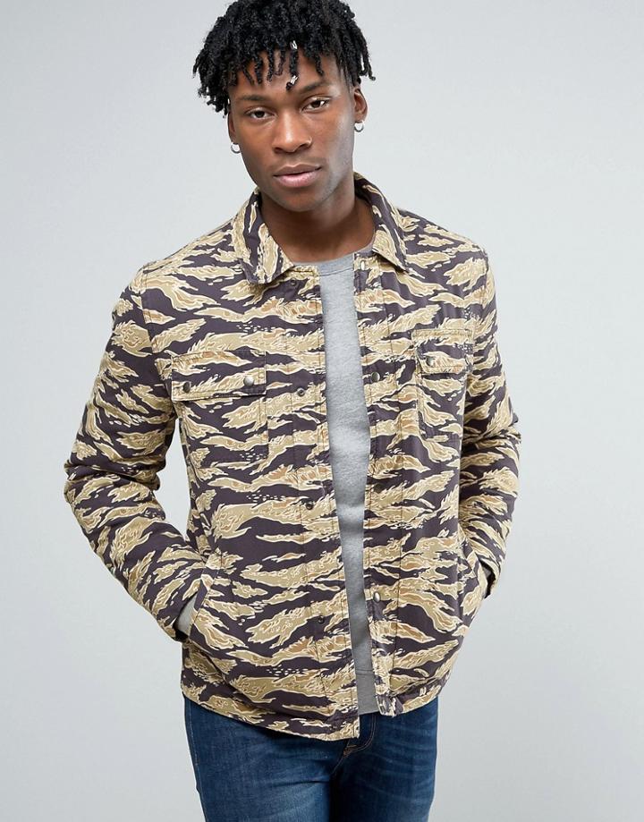 Asos Military Coach Jacket In Camo Print - Green