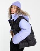 Asos Design Hero Puffer Coat With Detachable Sleeves In Blue-green