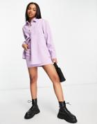 Asos Design Cord Oversized Shirt In Lilac - Part Of A Set-orange