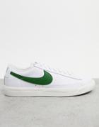 Nike Blazer Low Leather Sneakers In White/green