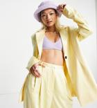 Collusion Satin Blazer With Belt In Yellow