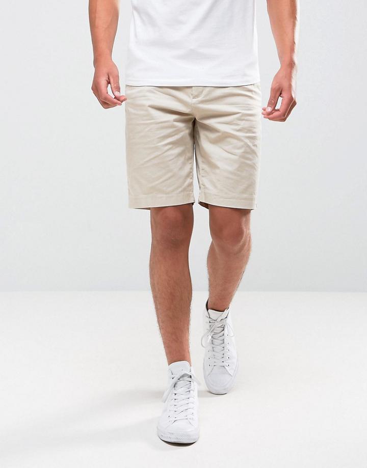 Bershka Slim Fit Chino Shorts In Stone - Stone
