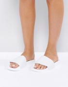 Slydes Cali White Basic Logo Slide Flat Sandals - White