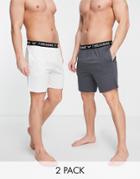 Threadbare Lounge Robbo 2 Pack Shorts In Gray And Cream