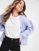 Asos Design Chunky Oversized Cardigan In Blue-blues