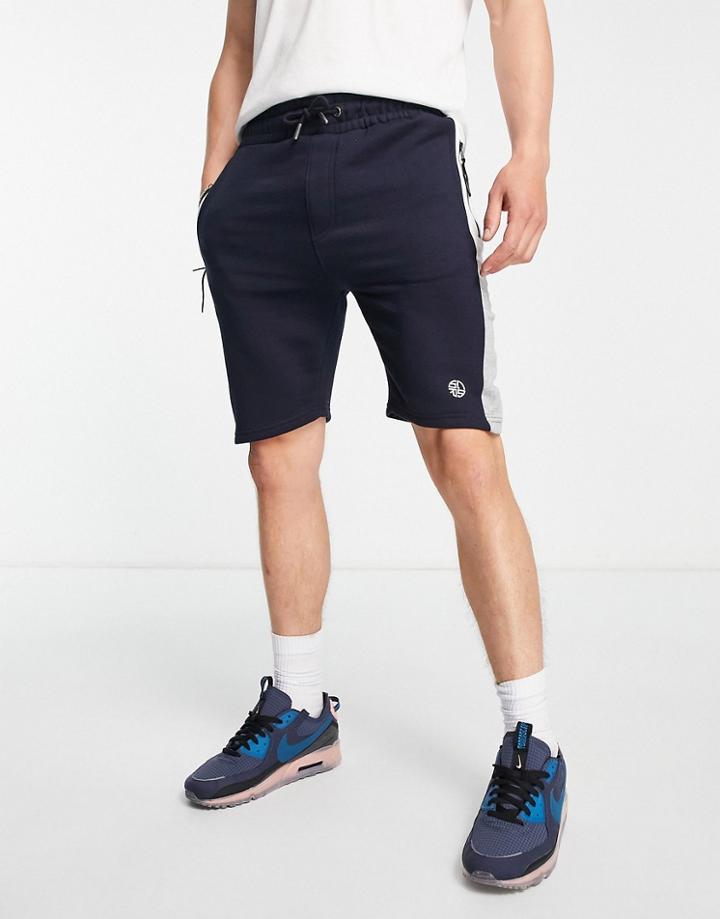 Soul Star Logo Panel Jersey Shorts In Navy - Part Of A Set