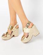 Asos Tell All Espadrille Wedge Sandals - Gold