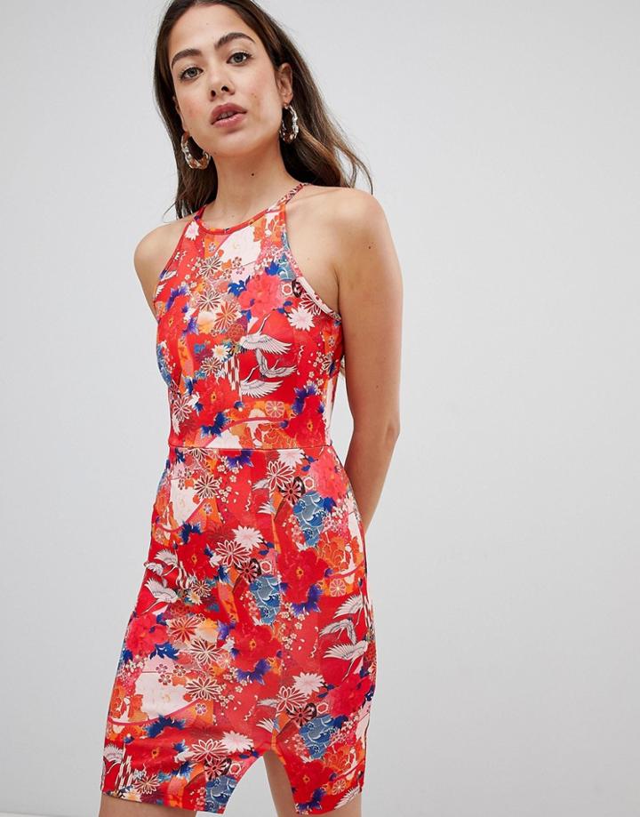 Missguided Printed Side Split Dress - Multi